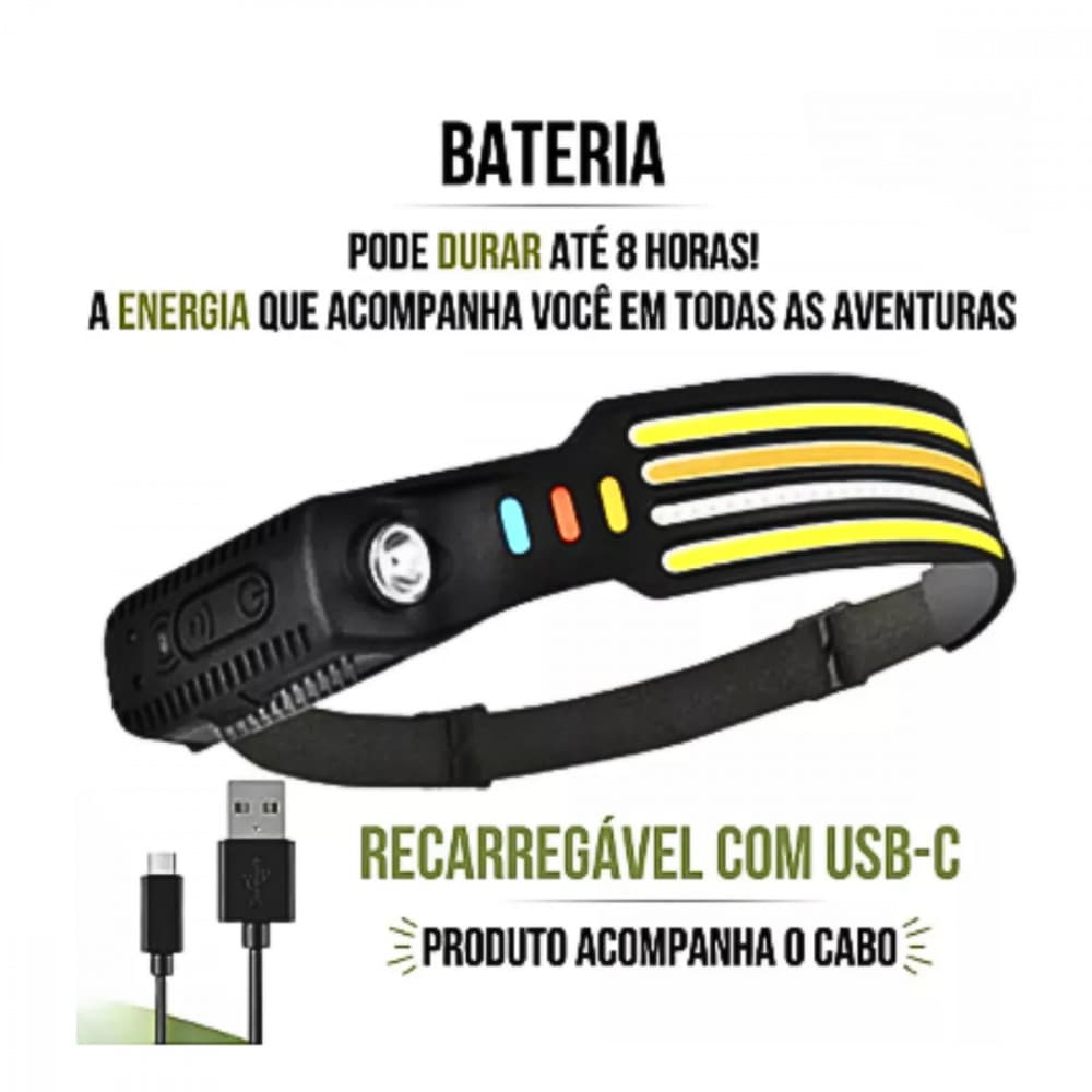 Lanterna de Cabeça Farol Super LED COB Com Sensor Altomex AL-B1903