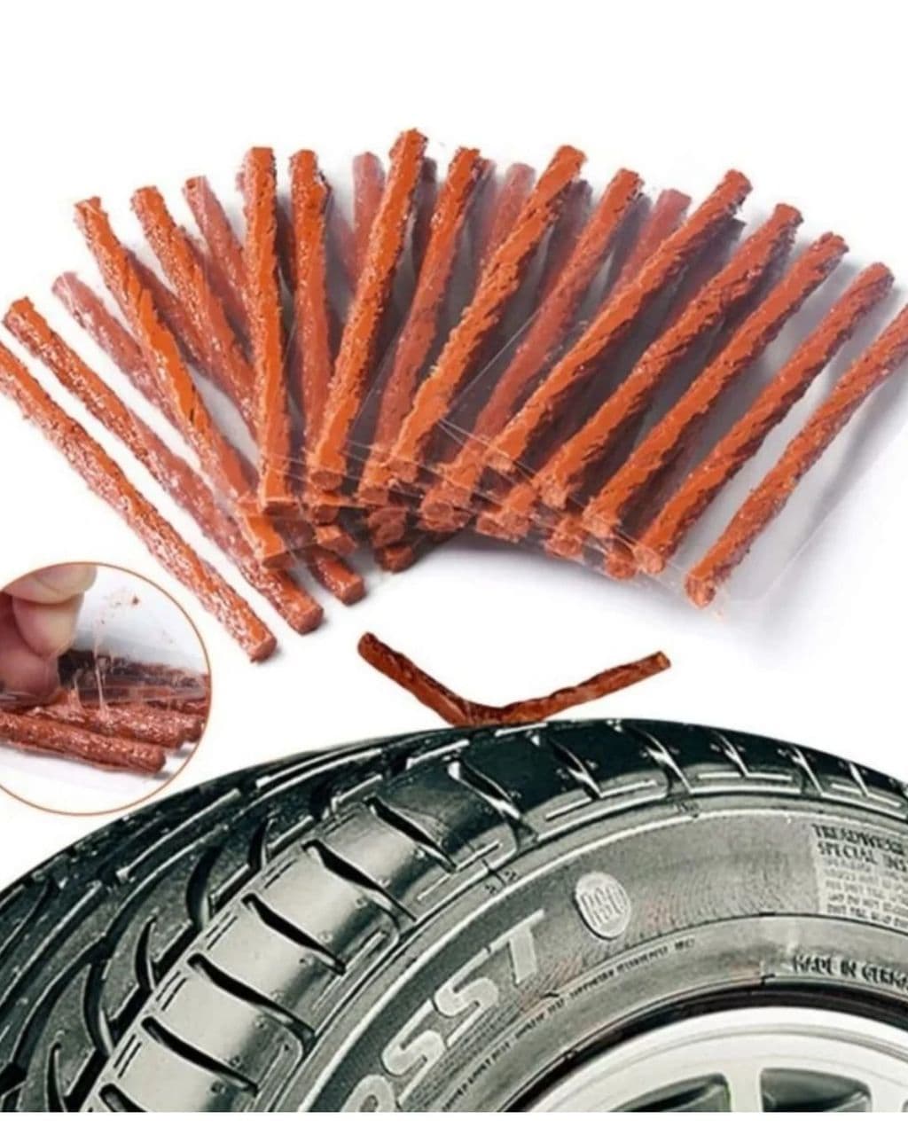 Kit 50 Refil Reparo Remendo Pneu Carro Moto Sem Câmara Macar