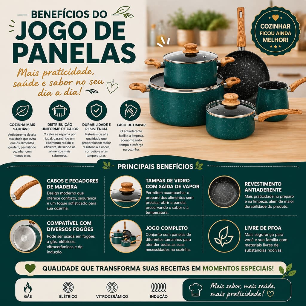 Jogo de Panelas Antiaderente Granitado Rosa