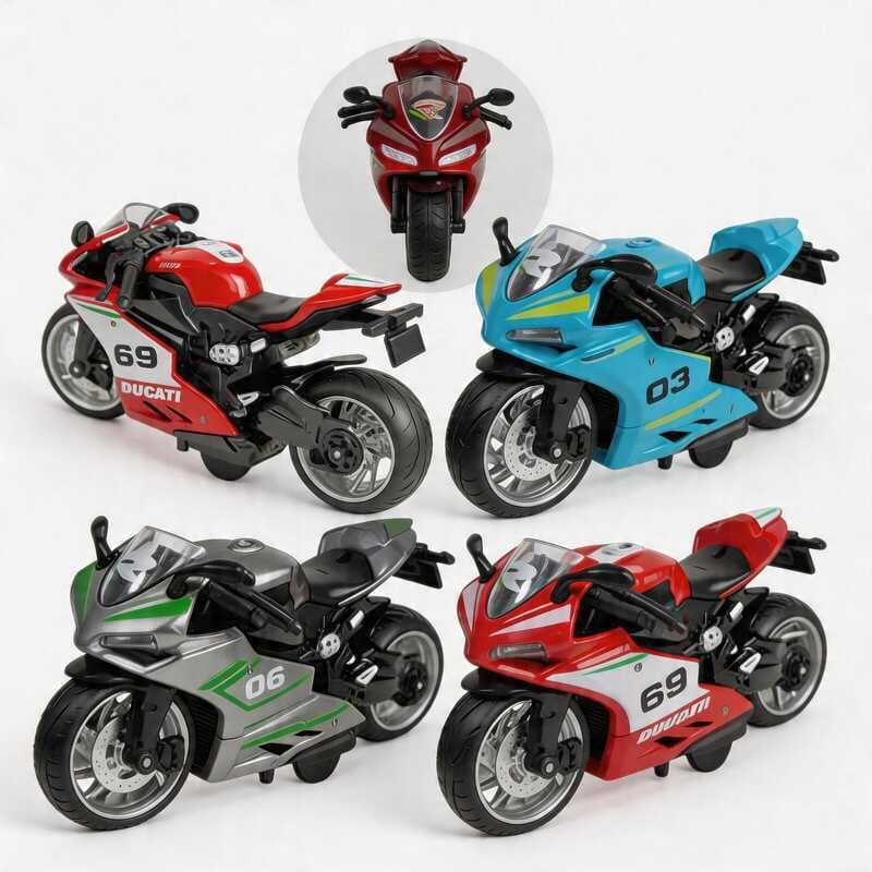 Moto Miniatura de Metal Fricção com Som e Luz LED Estilo Ducati Panigale