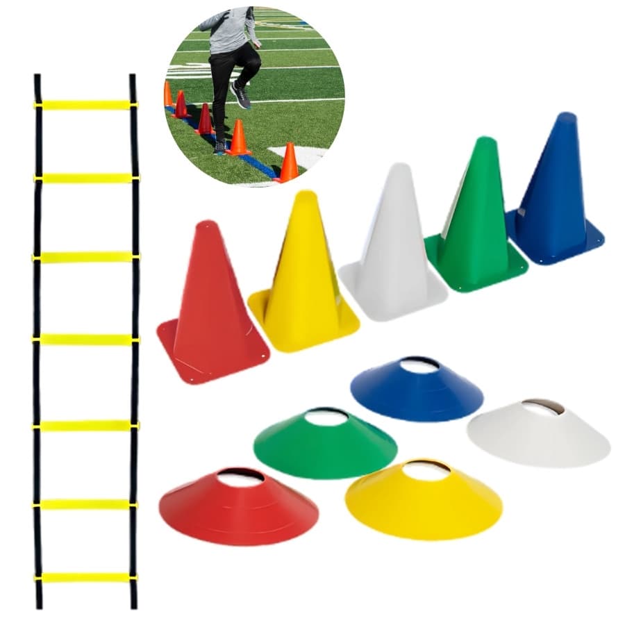 Kit Funcional Agilidade 5 Chapéus + 5 Cones e Escada Para Tr