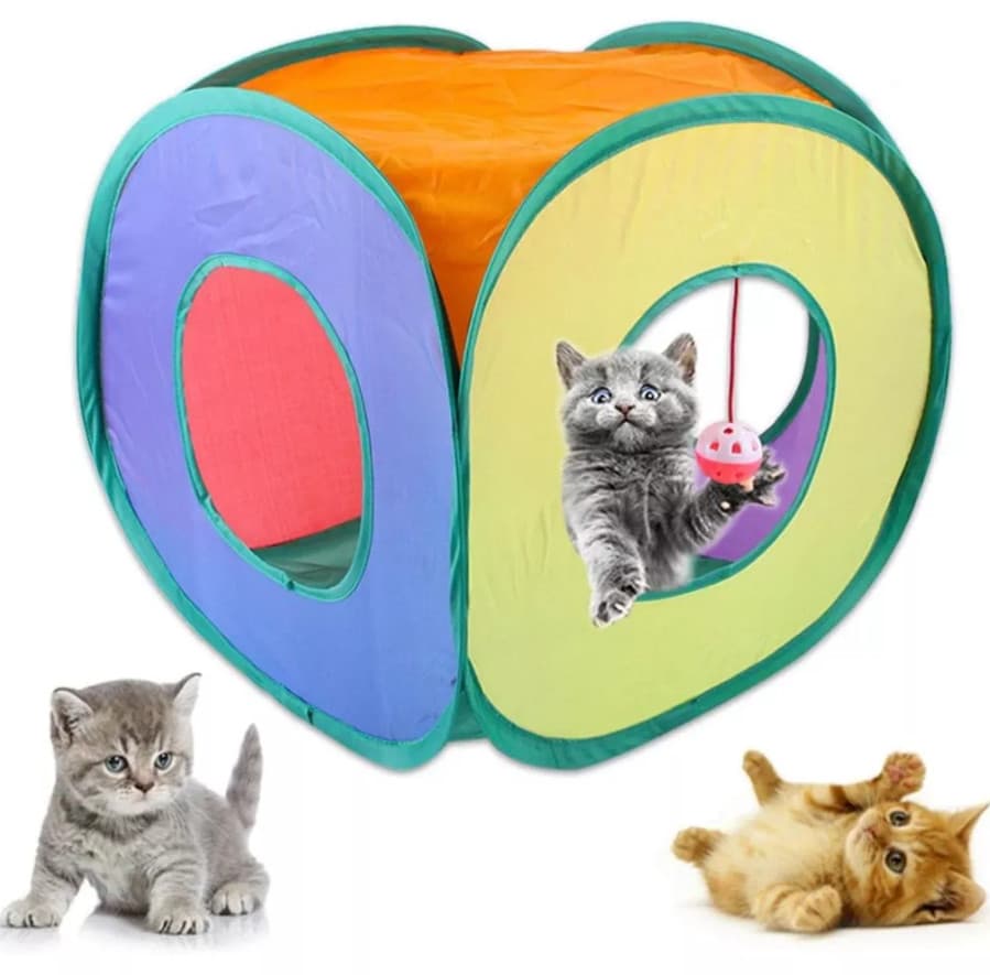 Cubo De Gato Rolante Aberto Tunel Interativo Pet Retratil tu