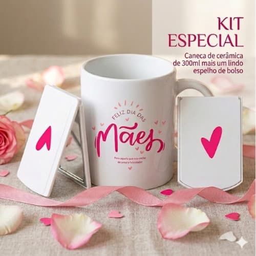 Kit Presente Caneca de Cerâmica Dia das Mães Presente Criati