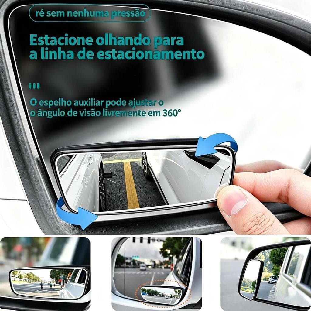 Espelho Ajustável Auxiliar – Universal – Carro – Reduz Ponto Cego no Retrovisor 3R-059