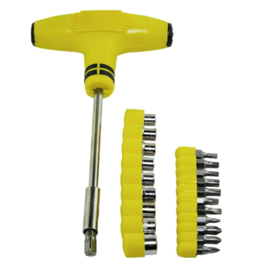 Jogo Chave Tipo T + Bits + Soquete Canhão 21peças