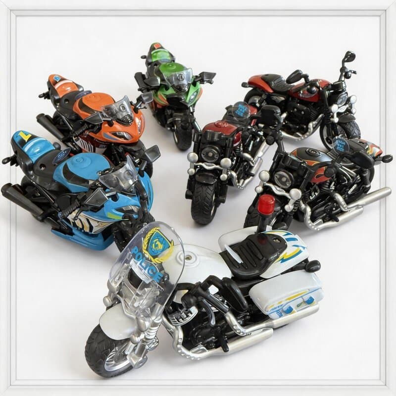 Moto De Brinquedo Com Som E Luz Fricção Puxa E Vai 14cm