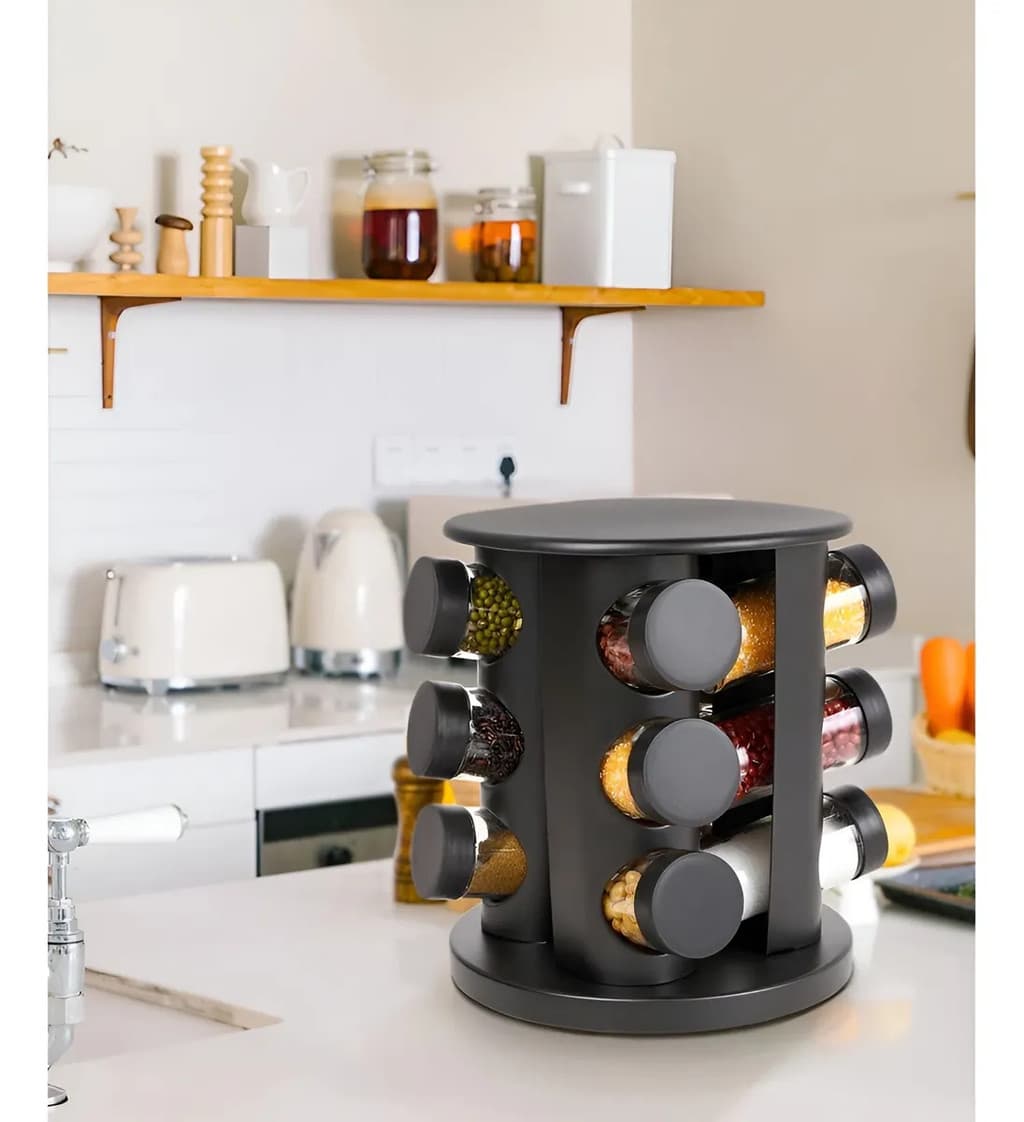JOGO PORTA CONDIMENTOS GIRATORIO C/9 POTES DE 85ML