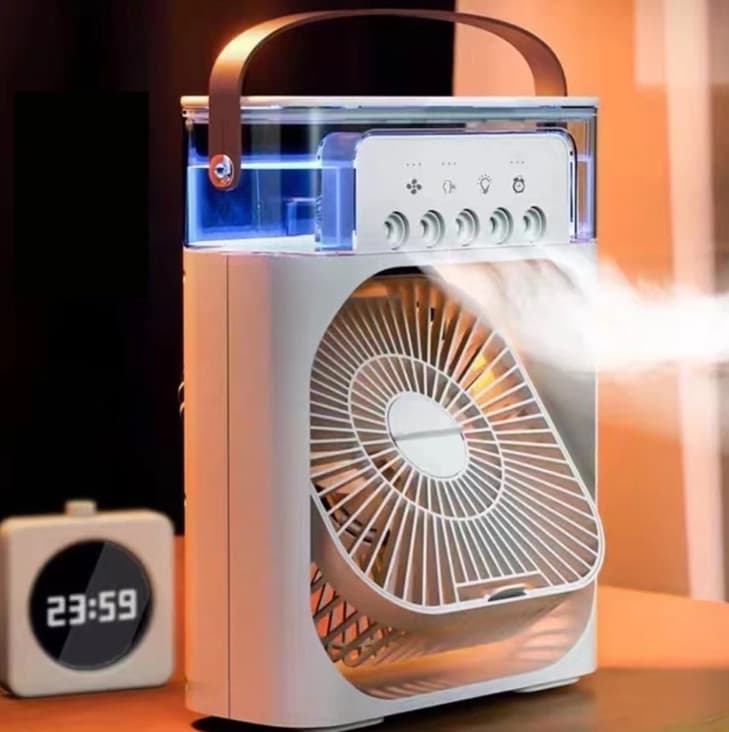 Refrigerador De Ar Ventilador Umidificador Portátil Com Led Reservatório De Água Led