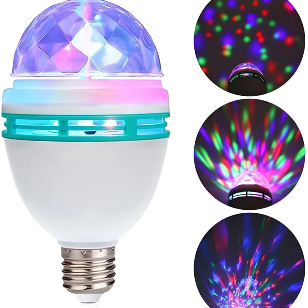 Lâmpada Led Globo Colorido Giratório Para Festa Discoteca