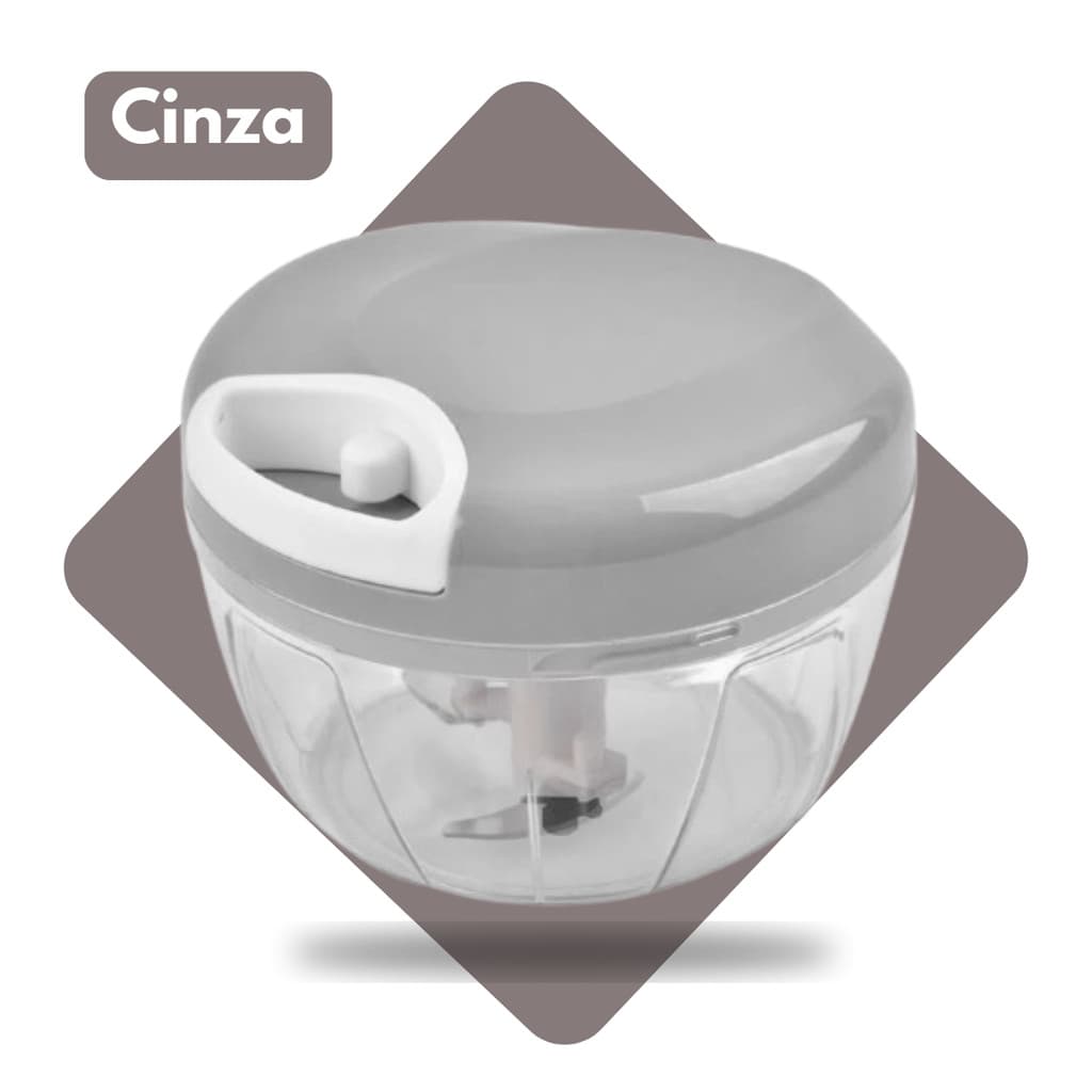 Mini Processador Triturador Manual 500ml 3 Lâminas Cortador de Alimentos Cozinha Prático