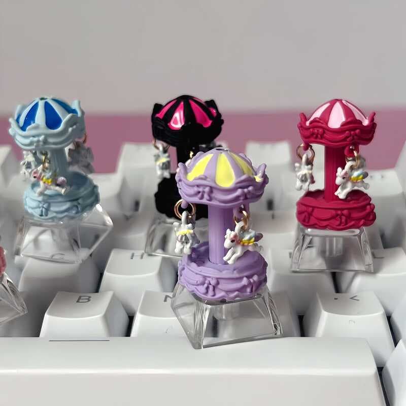 Feito À Mão Criativo Rosa Carrossel Keycaps Presente Da Menina Para Interruptor De Eixo Cruz Keycap Jogo Teclado Mecânic
