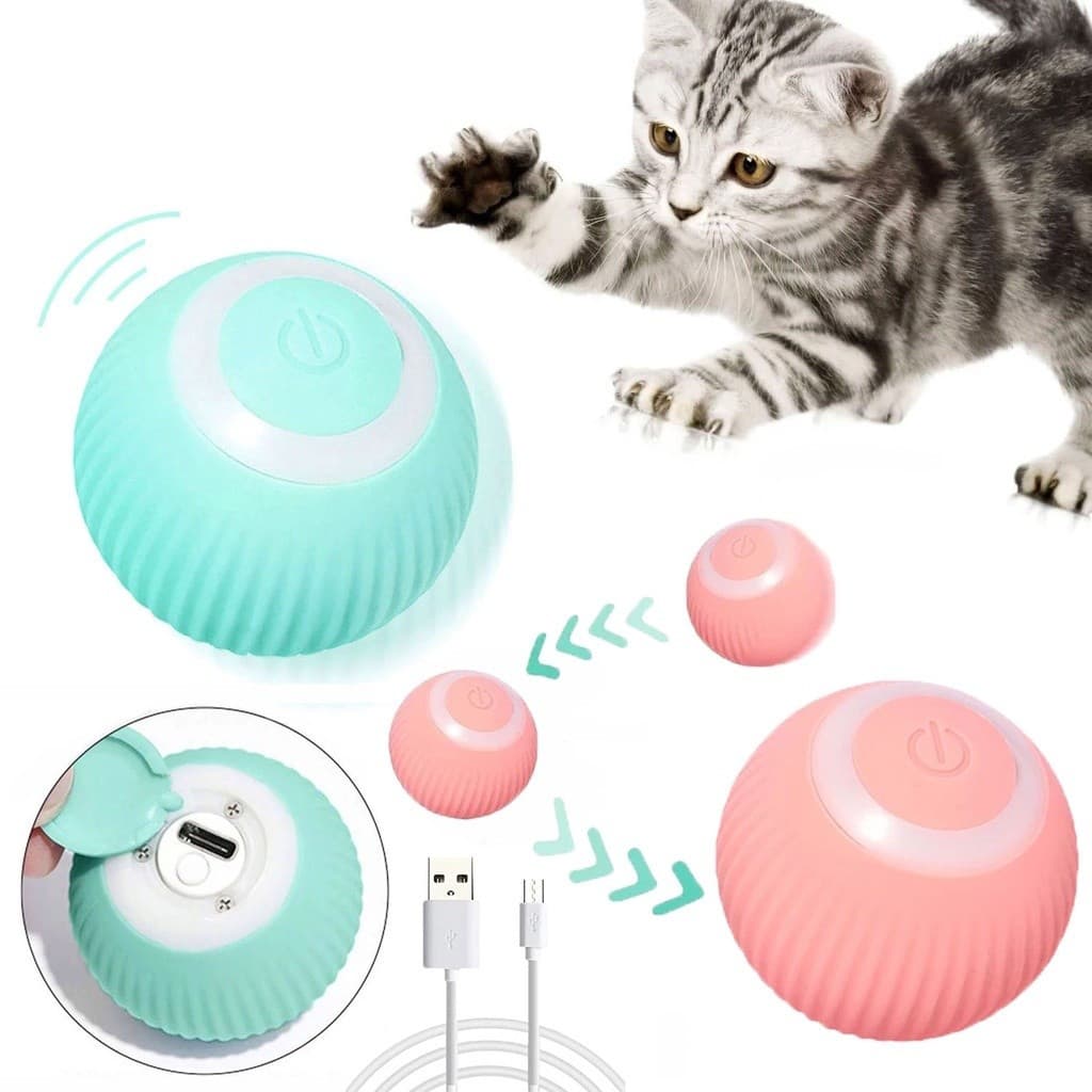 Bola Gato Brinquedo Elétrico Automático Rotação USB Recarga