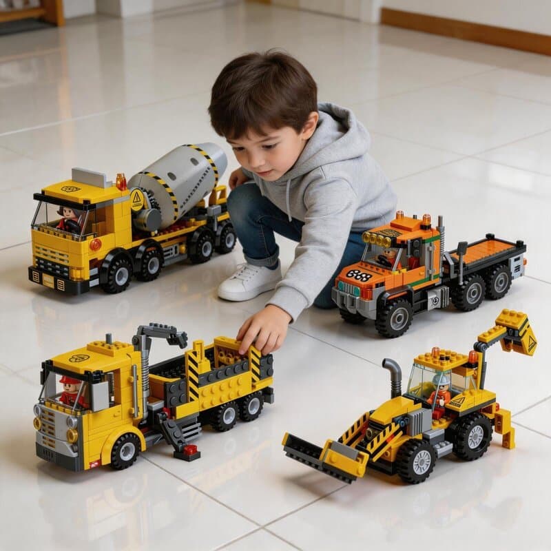 Caminhão De Construção Blocos Montar Brinquedo Infantil Engenharia