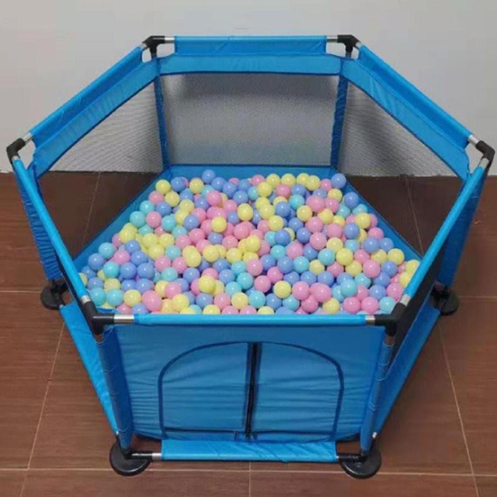 Chiqueirinho Cercadinho para Bebe grande Sextavado Infantil Azul