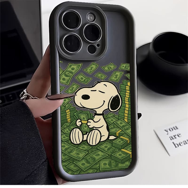 Snoopy e Dinheiro TPU anti-impacto Capinha Capa Para Samsung A14 A15 A54 A55 A05S A16 A07 A17 S22 S23 S24 S25 FE Ultra