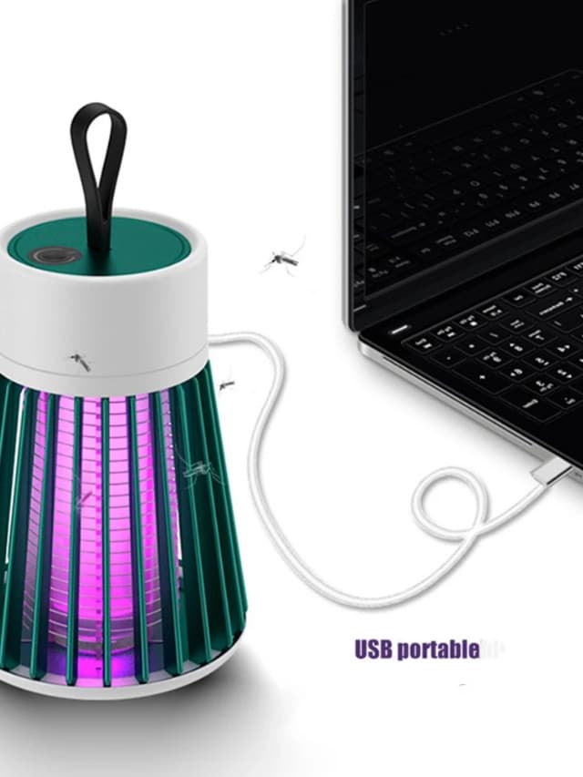 KIT 5 Luminária Anti Mosquito UV Elétrica USB Armadilha para Insetos Repelente Portátil Verde e Cinza