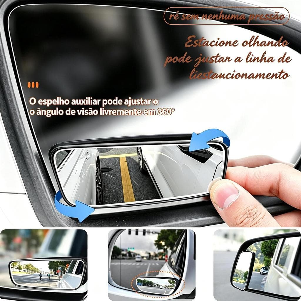 Espelho Auxiliar Ajustável para Retrovisor de Carro – Universal – Reduz Ponto Cego 3R-059