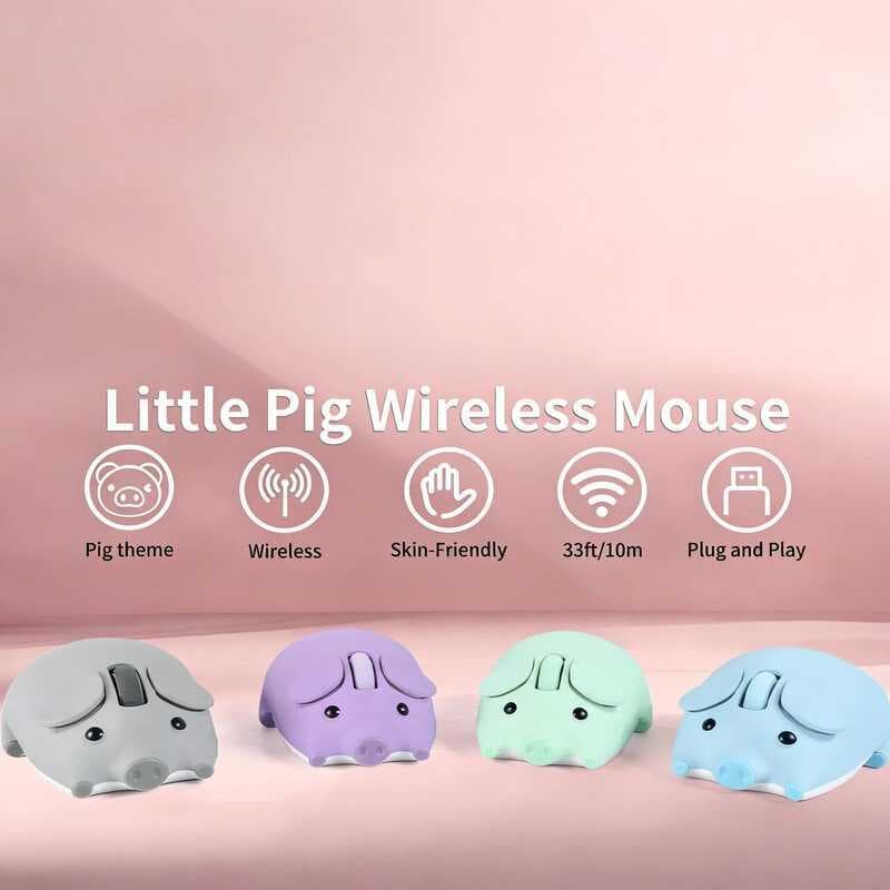Mouse Sem Fio Bluetooth 2.4G Bonito Dos Desenhos Animados Porco Design Leve Silencioso Clique Ergonômico PC Computador P