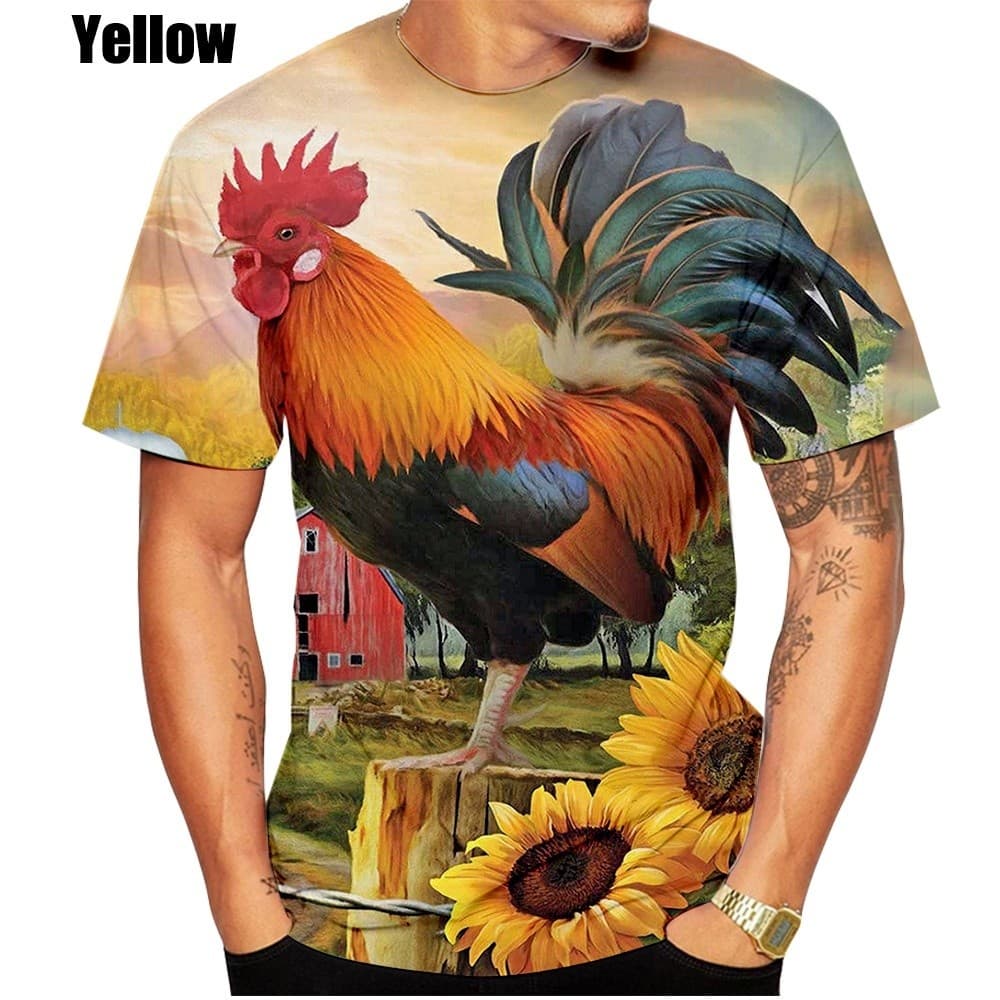 Nova Personalidade Galo 3D Arte Impressa T Camisa Das Mulheres Dos Homens Legal Impresso Streetwear Manga Curta Tops Tee