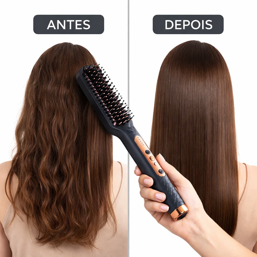 Escova Alisadora Elétrica Bivolt Cinza