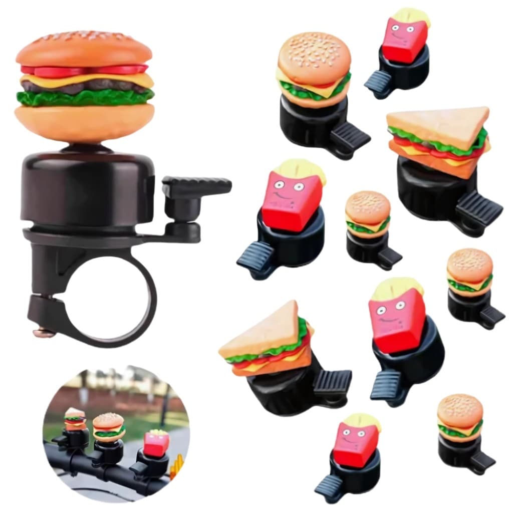 Buzina de Bicicleta Sanduíche Hamburguer Batatas Fritas Acessórios de Chamada Adoráveis Scooter Segurança