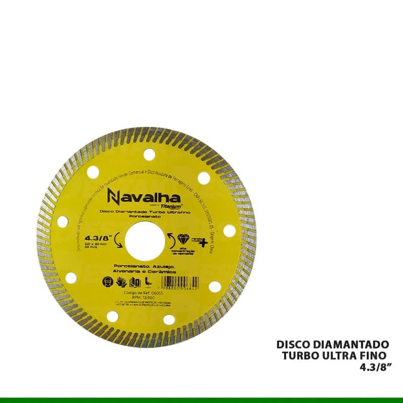Disco Diamantado  Liso Porcelanato 4.3/8" X 110Mm 	6055 Navalha