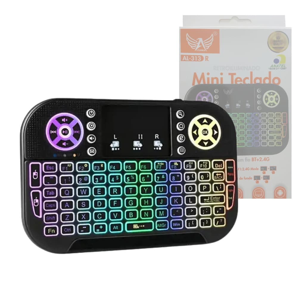 Mini Teclado LED Bluetooth Wireless Receptor USB Smart TV e PC Altomex AL-313R