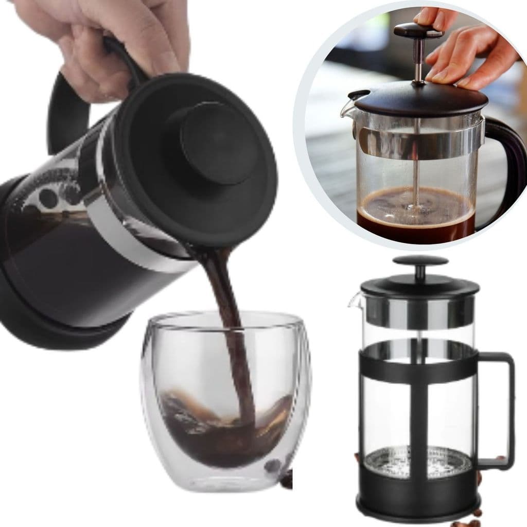 Prensa Café  600ml Francesa Vidro Inox Chá Creme Baristas