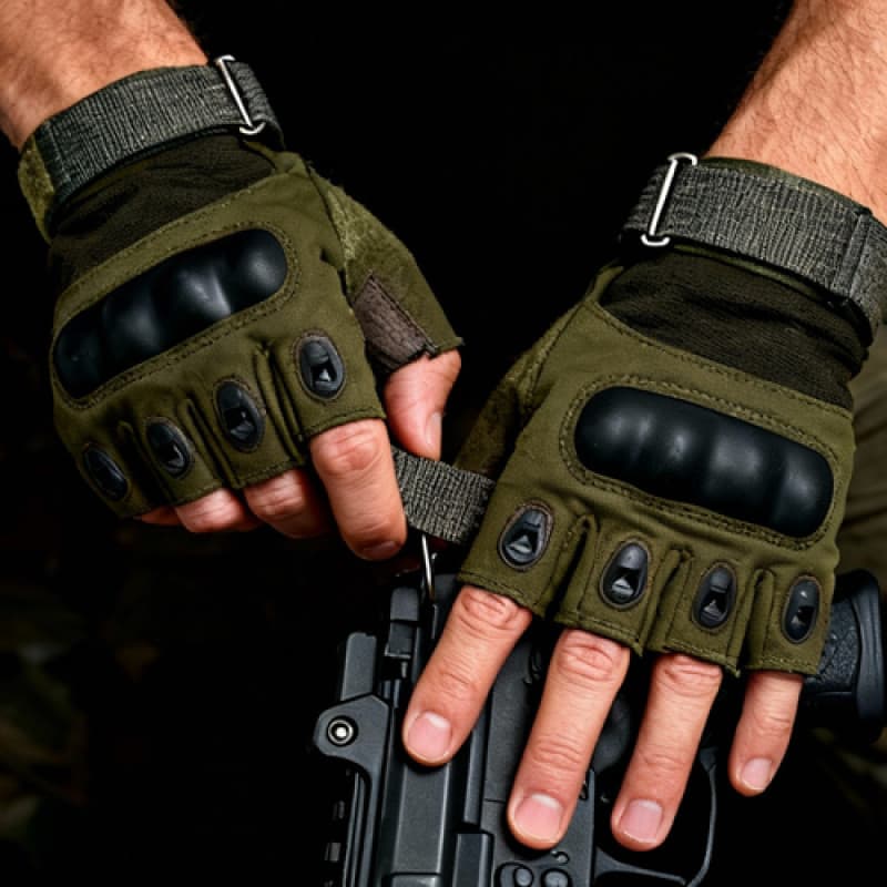 Luva Tática Militar Resistente - Meio Dedo