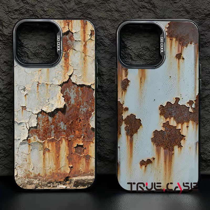 Capa De Telefone Para iPhone 16 17 15 14 13 12 11 Pro Max 7 8 Plus XR XS Retro Design Enferrujado Impresso Caso celular