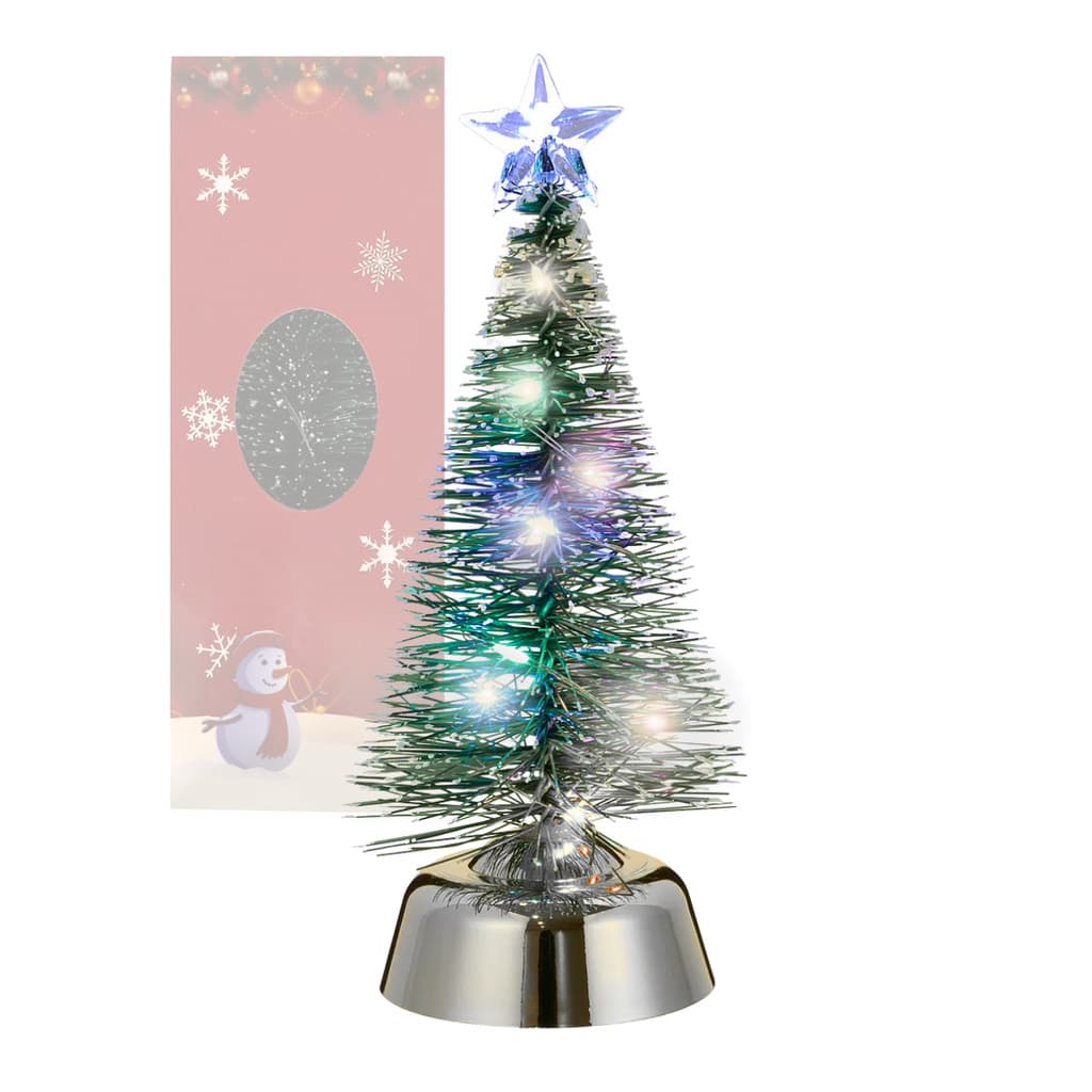 Mini Árvore de Natal Cedro Brilhante LED Branco Base Cromada a Bateria Altomex ZSS-039