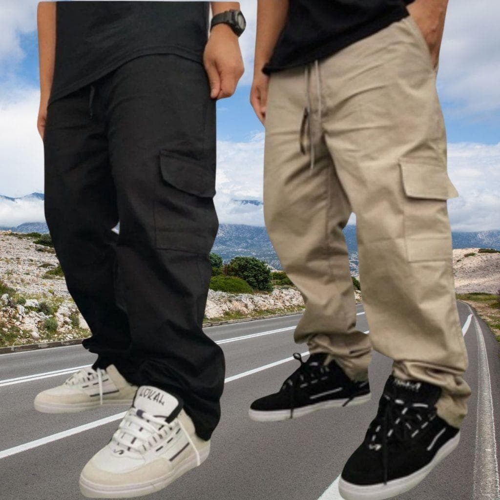 Kit 2 Calça Cargo Mesculino Masculina 6 Bolsos skate Larga Fechamento Cordão Outlet de fábrica