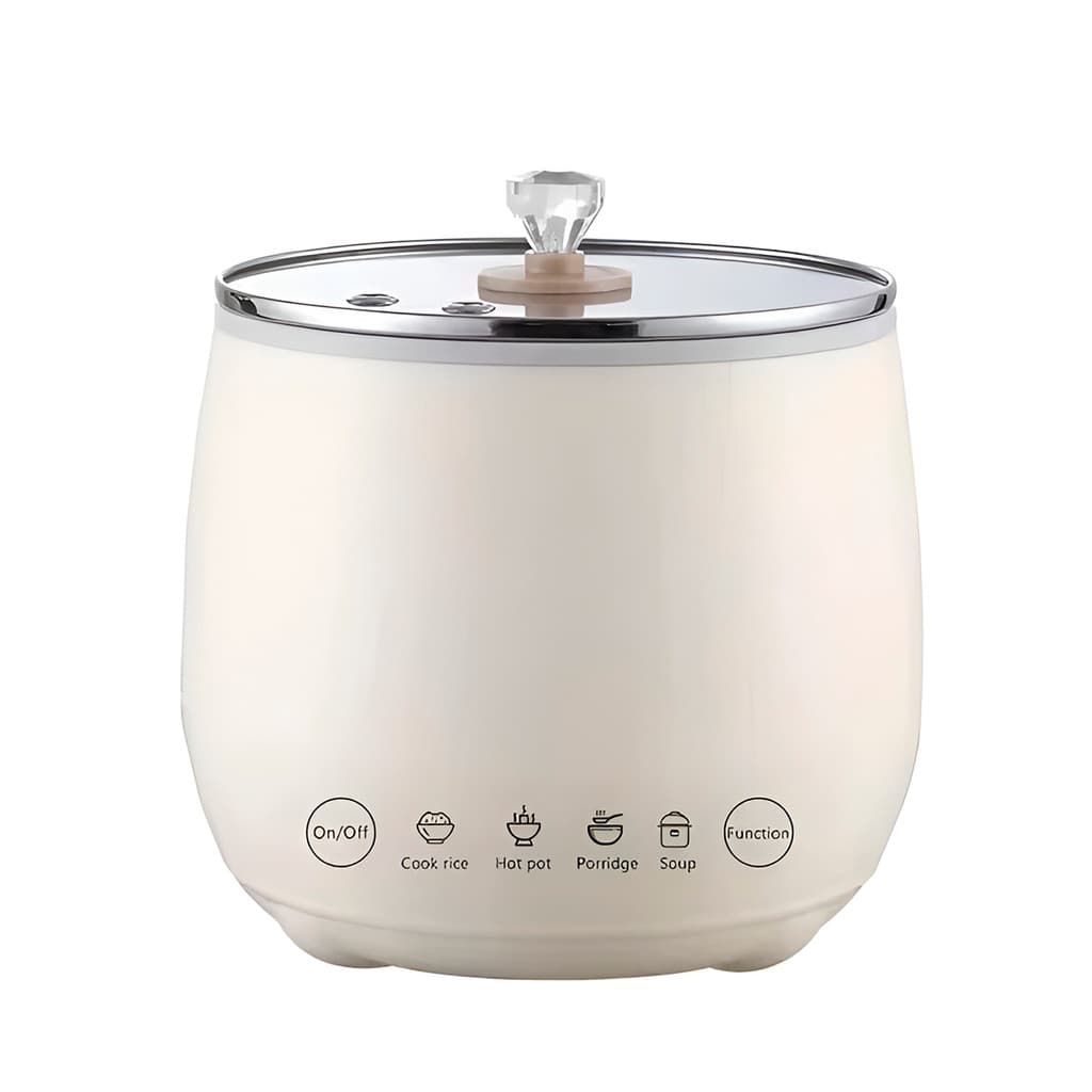 Mini Panela Elétrica 1.8L Antiaderente Portátil Cozinha Rápida Caldos Sopas Mingaus Arroz Viagem