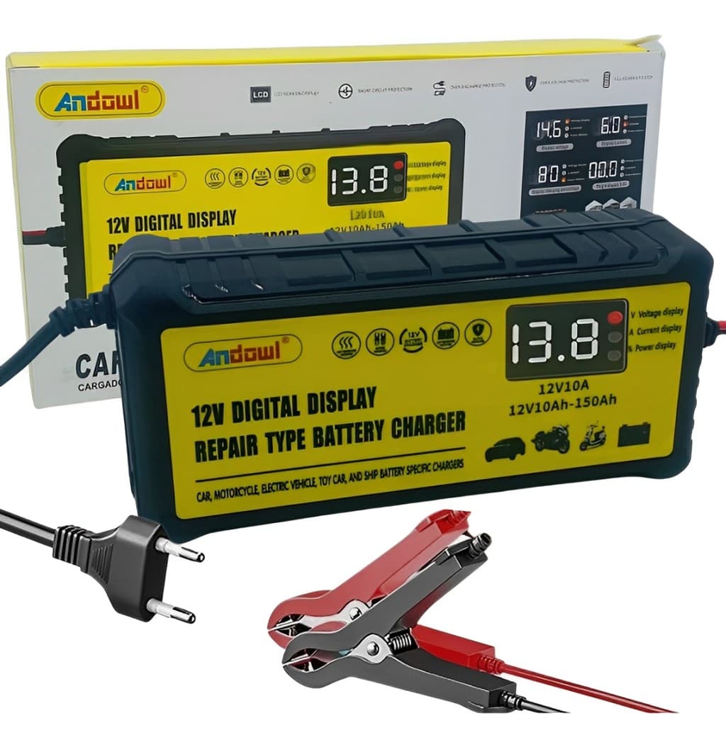 Carregador de Bateria 12V 10A Bivolt Para Carro e Moto