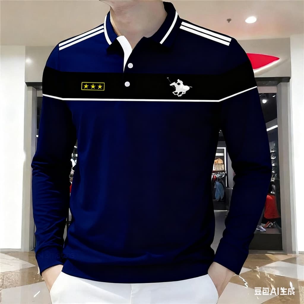 Camisa polo Masculina De Manga Comprida Barong ASEAN Roupas top Estilo Étnico Listrada Minimalista Ao Ar Livre streetwea
