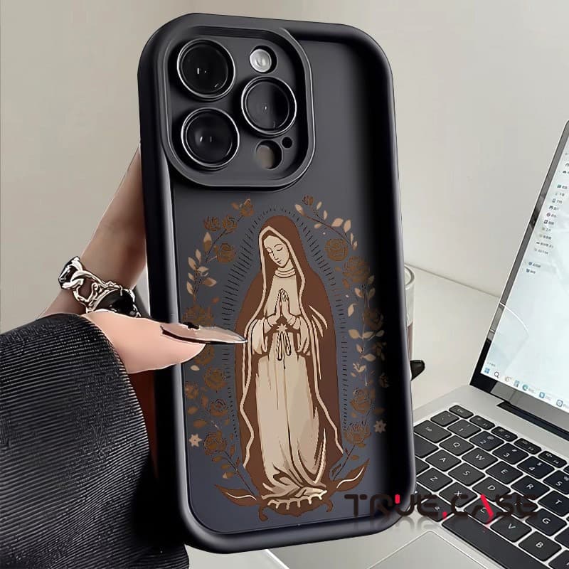 Capinha iphone 17 Pro Max 7/8plus 11/12/13/14/15/16 Pro max X XR XSMAX estojo TPU,silicone anti impacto,Virgem Maria