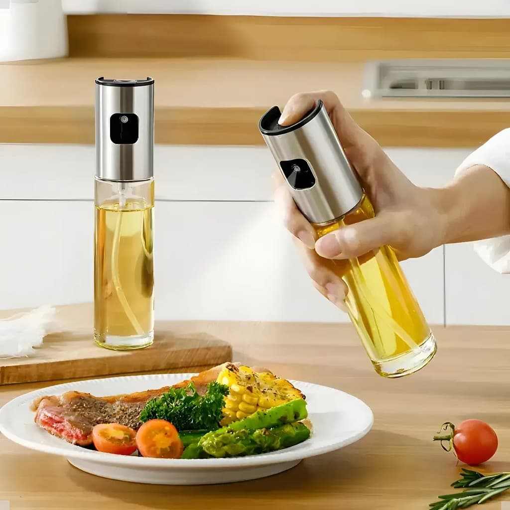 Borrifador de Azeite Vidro 200ml – Spray para Óleo/Vinagre Ideal p/ Cozinha Grelha e Churrasco