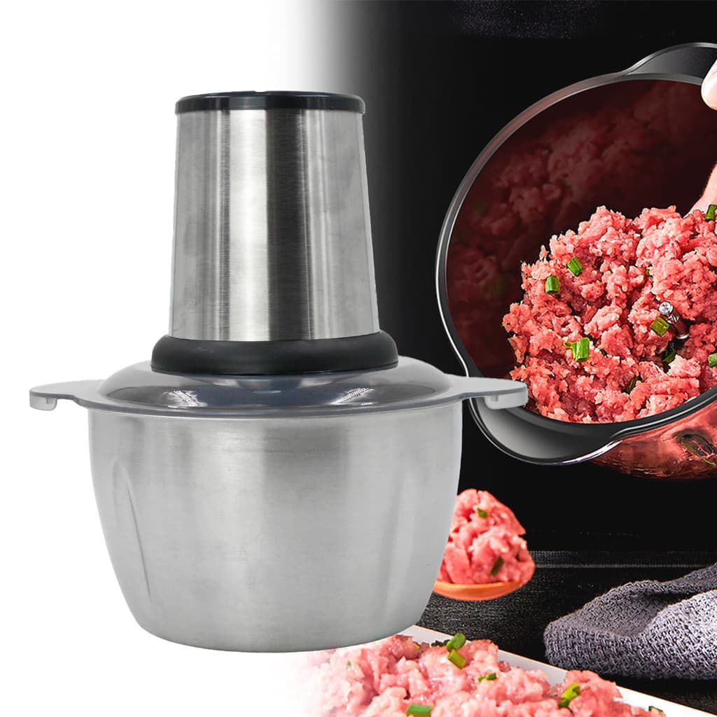 Triturador Alimentos Carne Legumes Eletrico 2L Aço Inox Profissional Voltagem:110v