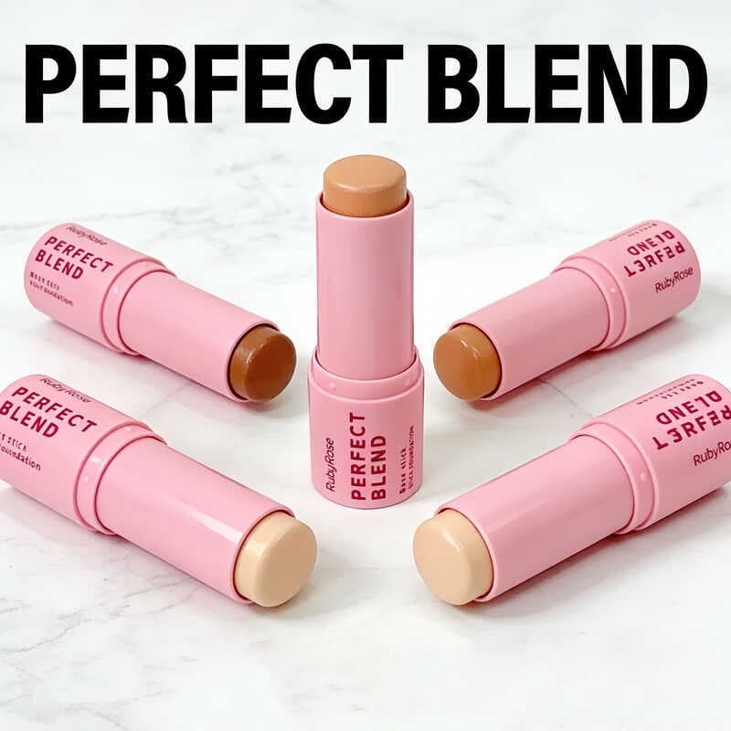 Base Stick Ruby Rose de Aplicação Fácil - Uniformiza o Tom com Cobertura Natural e Acabamento Suave