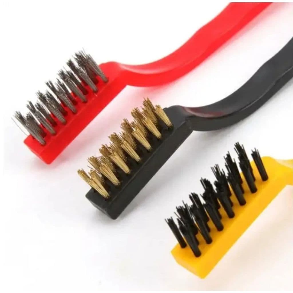 Escovas de Aço Latão Nylon Cabo Pequena Limpeza Grelha 3 Pç