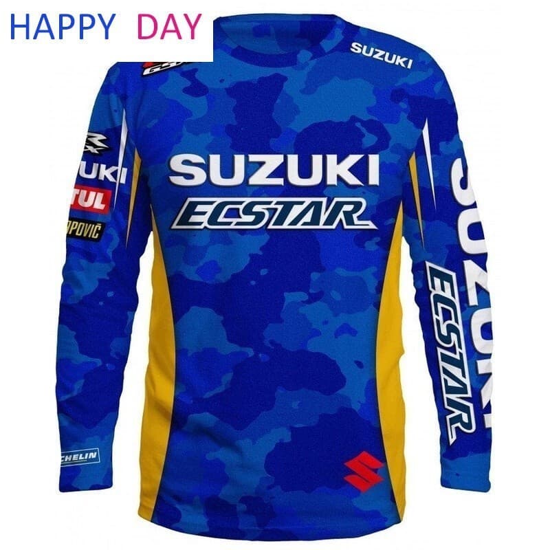 Motocicleta Suzuki Ecstar Corrida Moto T Camisa Motocross Dos Homens Casual Secagem Rápida De Manga Longa Das Mulheres T