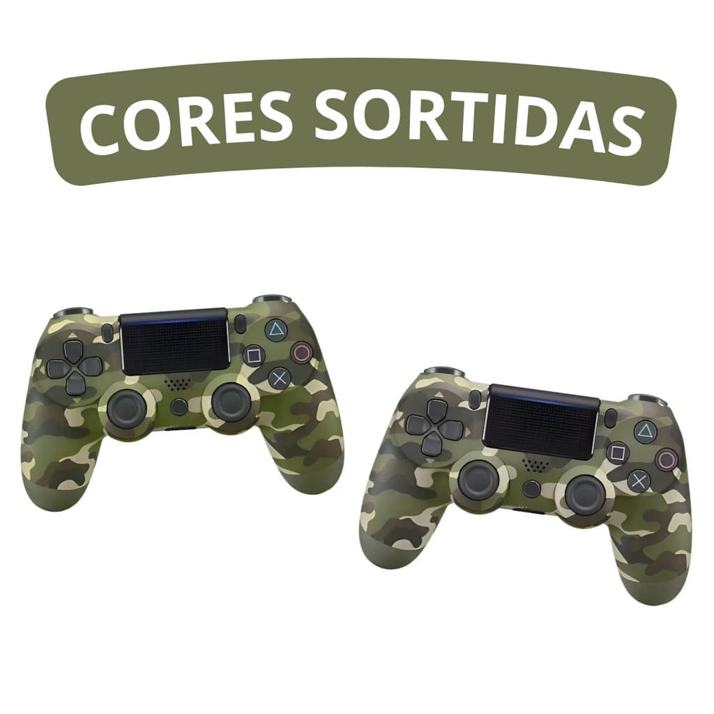 VERDE CAMUFLADO - Controle Sem Fio Video Game PS4 Bluetooth