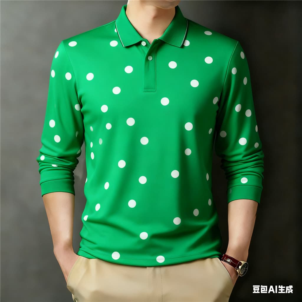 Novo Polo Masculino De Manga Comprida : Designs Vibrantes De Bolinhas (Várias Opções De Cores) Moderno E Confortável Par