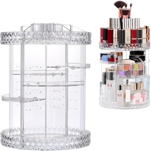 Organizador de maquiagem giratório 360, organizador de cosméticos