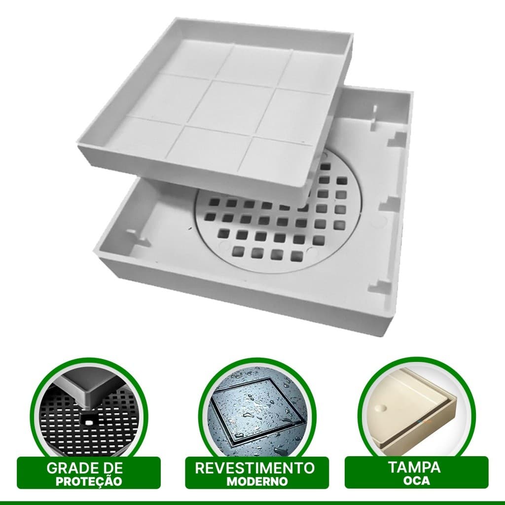 Ralo Invisível Com Tampa Oculta Vertex Tamanho: 100Mm Cor: Cinza