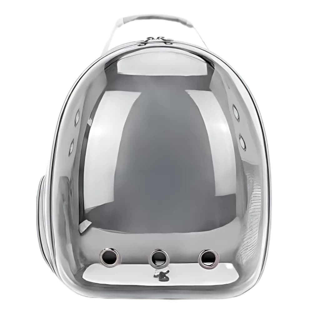 CINZA - Mochila Pet Transporte para Cães e Gatos Visão Ampla com Entrada de Ar