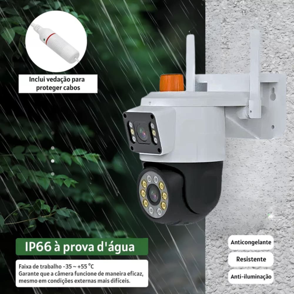 Câmera Segurança IP Externa 360° Monitoramento Luz de Alarme Prova D'água Oferta