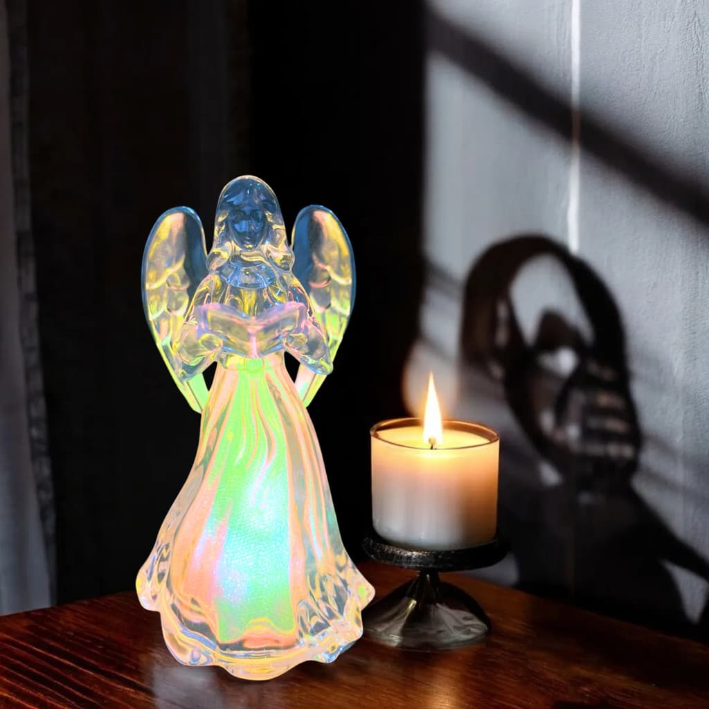 Luminária Anjo Da Guarda com BÍBLIA Luminoso 14cm Acrílico Luz LED Altomex ZSS-022