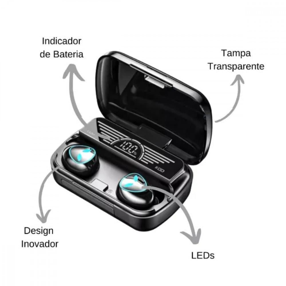 Fone de Ouvido Intra Auricular Bluetooth com Case de Carregamento LED Altomex M20