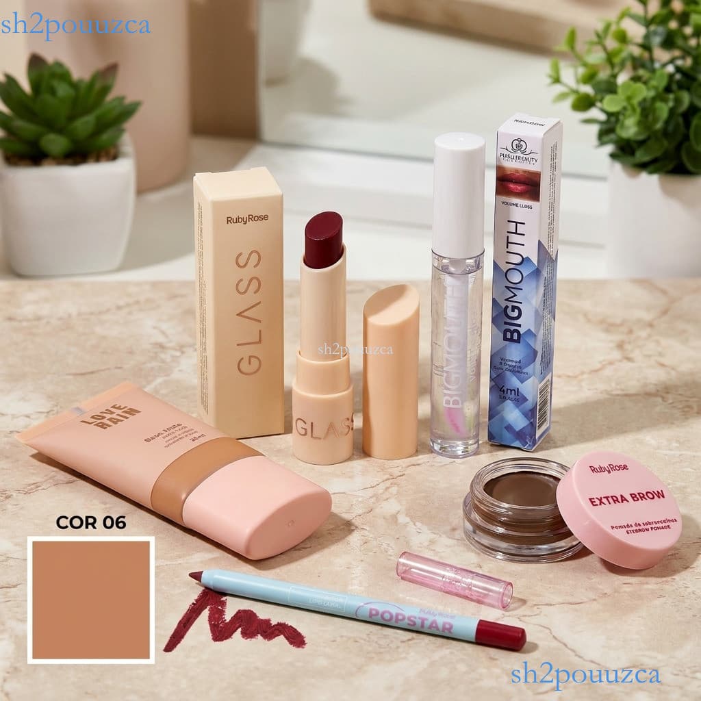 Set 5 en 1 Maquillaje Completo: Base, Delineador, Pomada de Cejas, Óleo Labial y Labial ✨sh2pouuzca